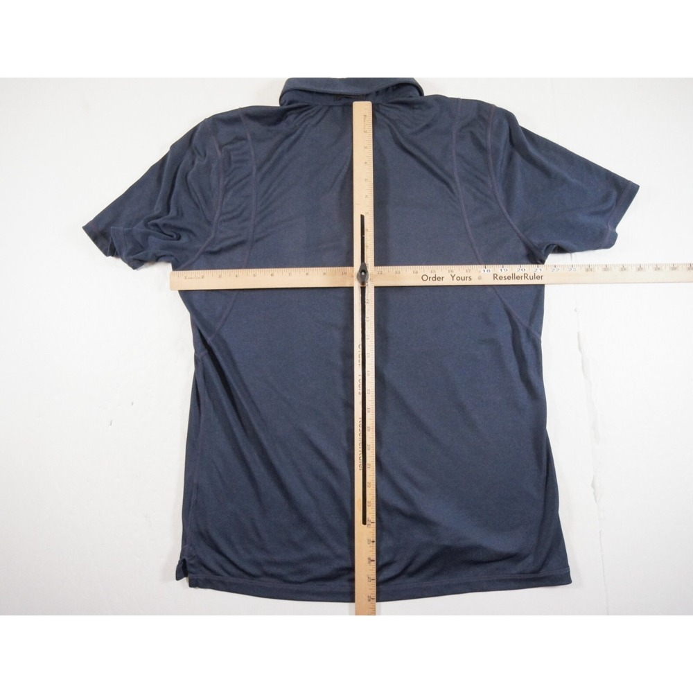 Qor Shirt Mens Large Blue Short Sleeve 1/4 Zip Collared Polartec Adult FLAW*** - Picture 10 of 12